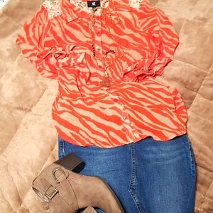 iZ Byer Sheer Zebra Stripe Top